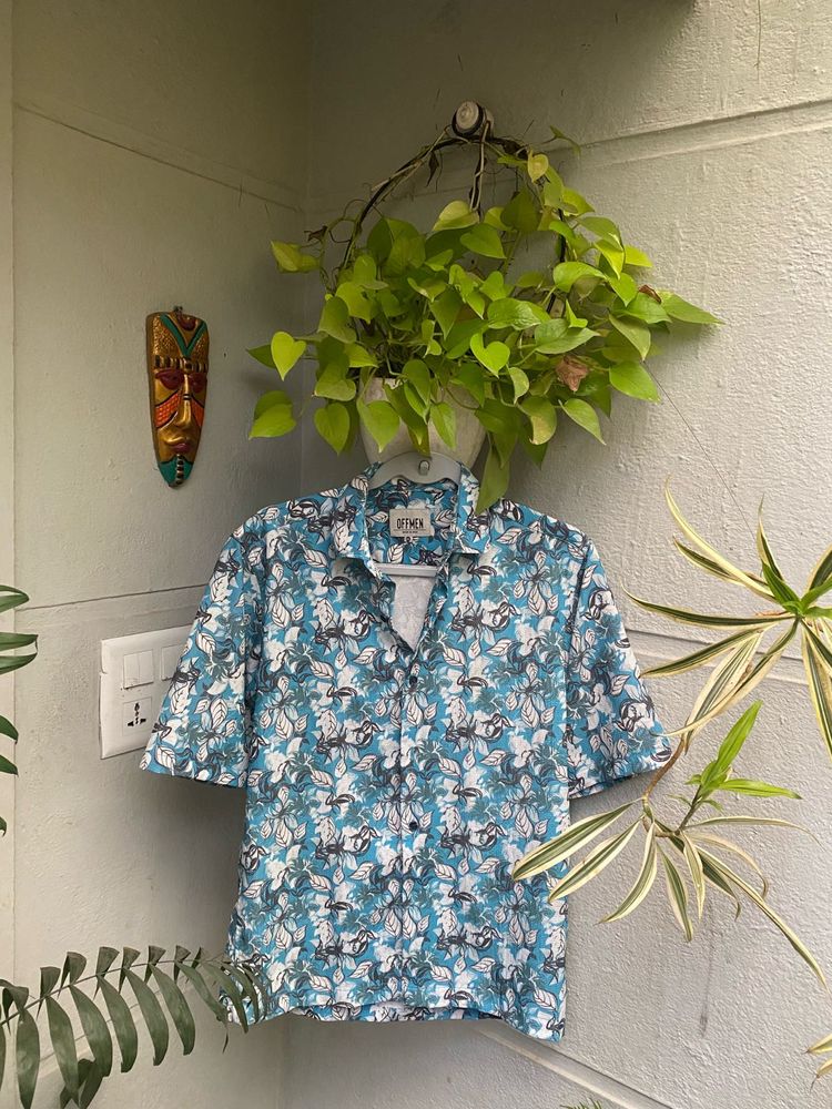 OFFMEN Leaf Printed Realxed Fit Shirt