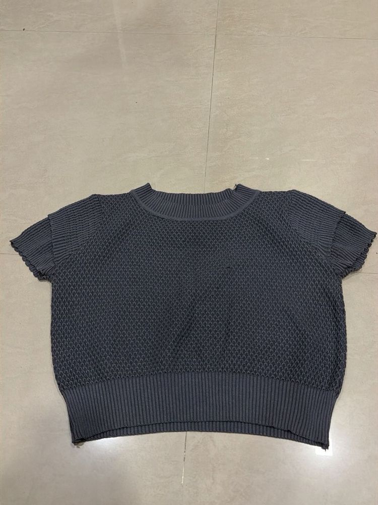 Grey Knit Crop Top