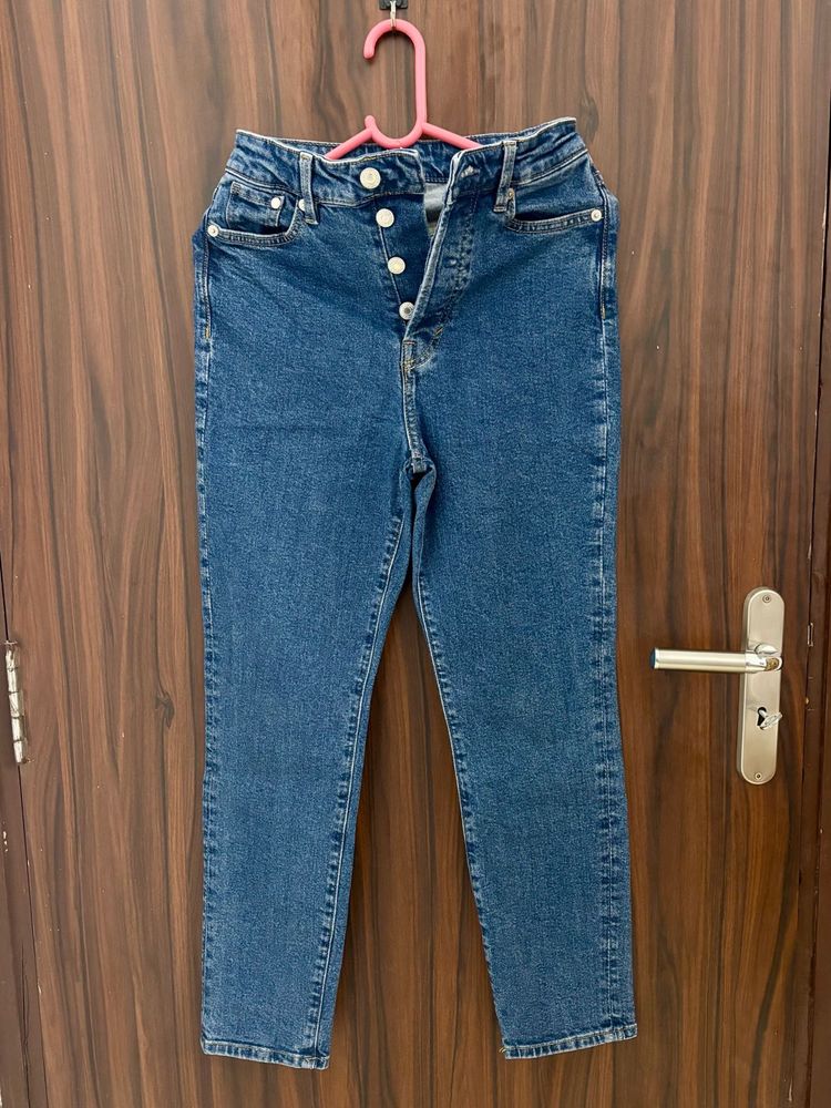 High-Waisted Blue Denim Jeans