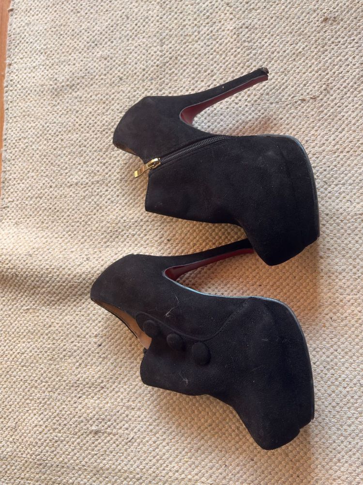 Black Suede Platform Booties