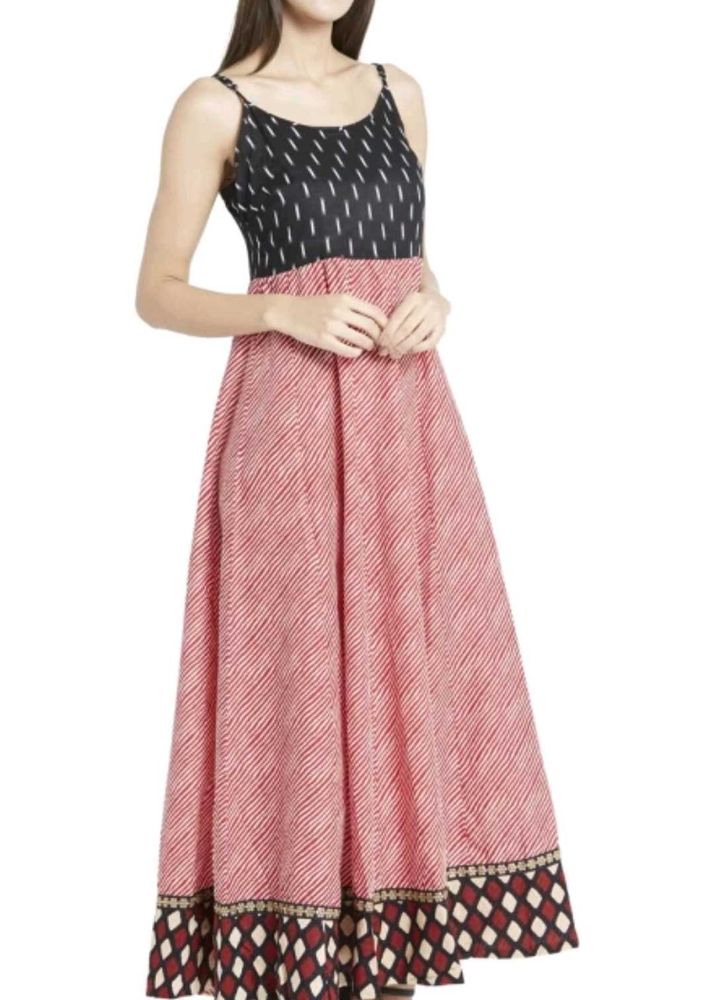 Noodle Strap Long Gown With Huge Ghera