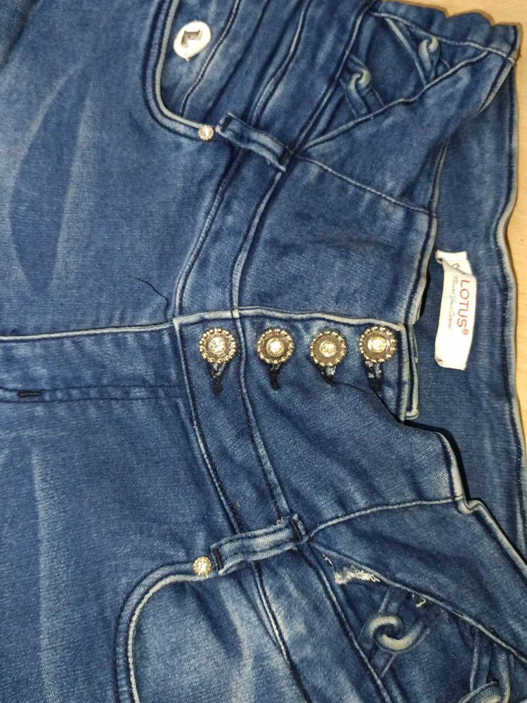 Lotus Embellished Denim Jeans
