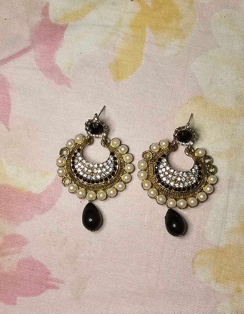 black n gold earrings