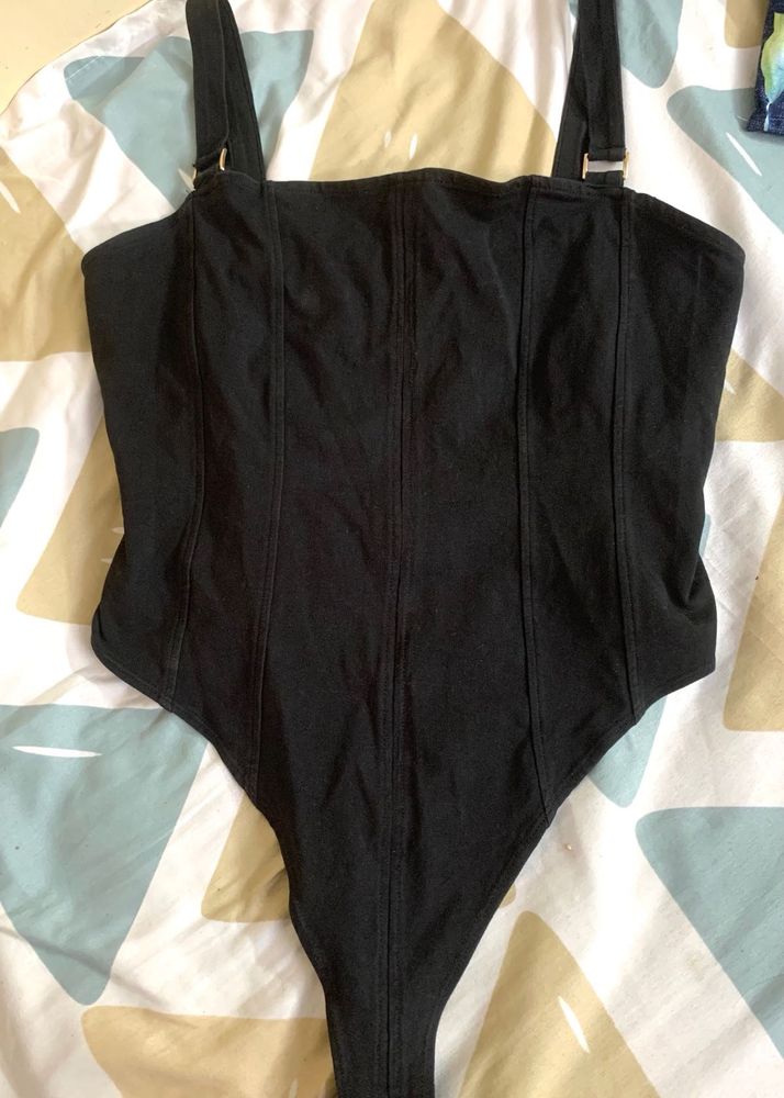 H&amp;M black corset bodysuit