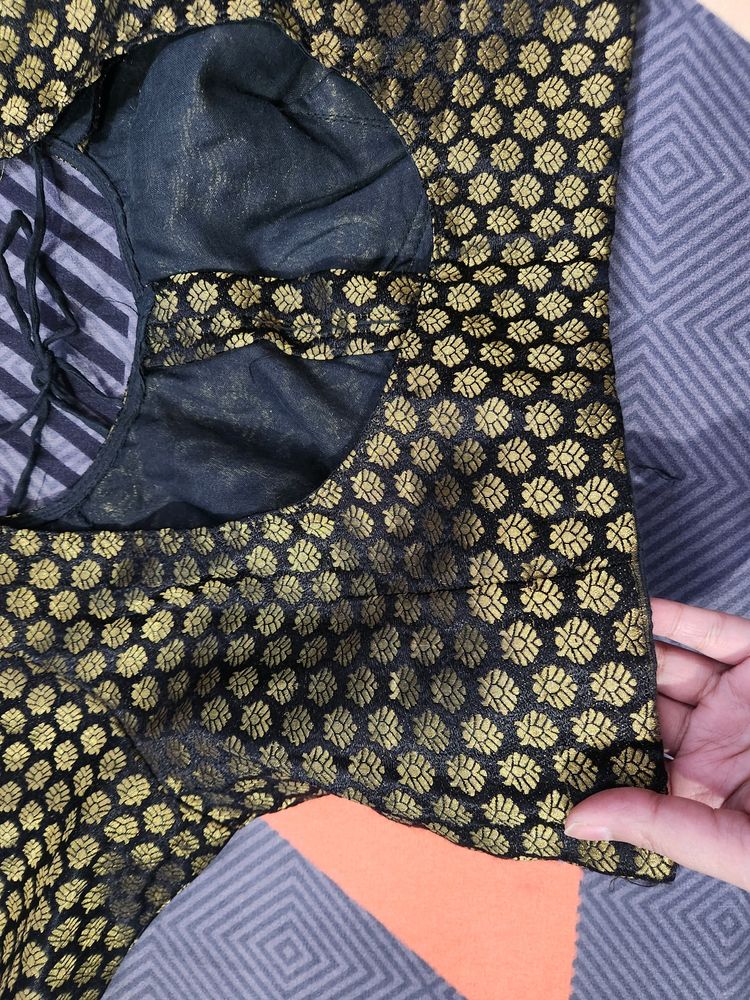 Black And Gold Saree Blouse