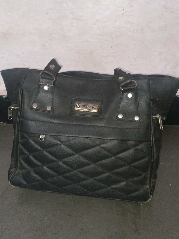 Black Leather Hang Bag