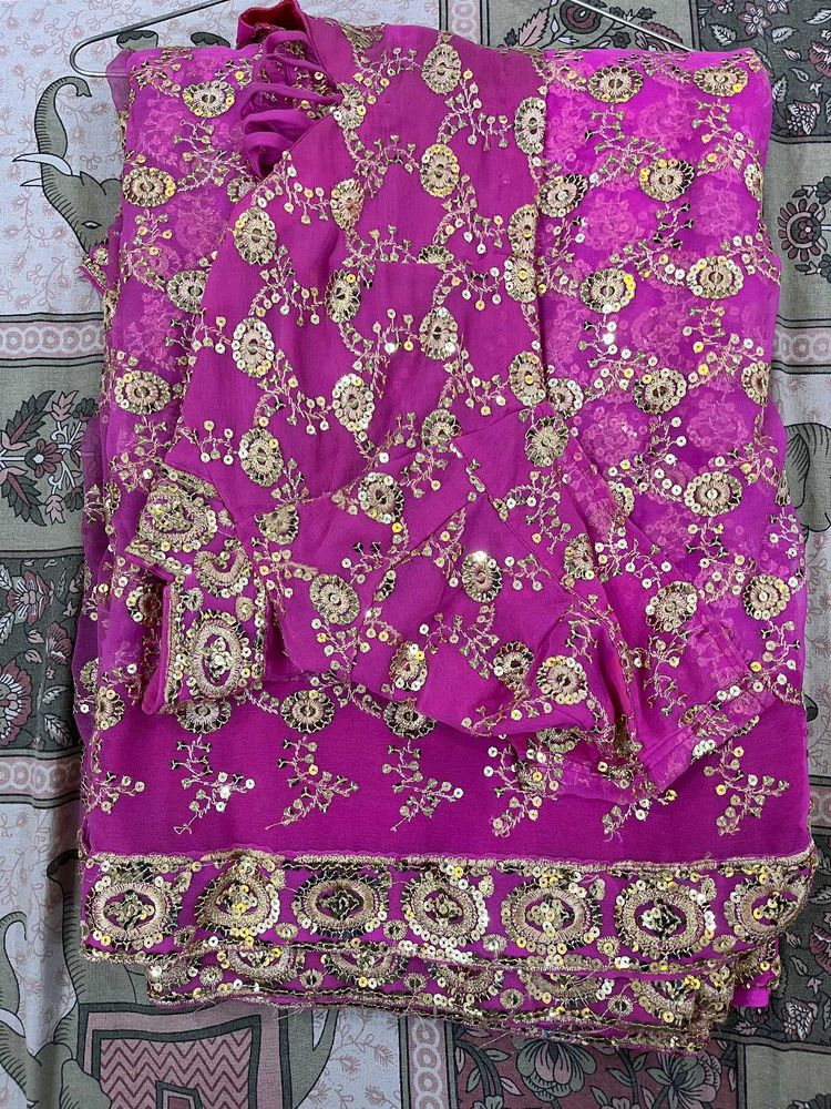 y2k sequin Gorgeous Pink &amp; Gold Saree