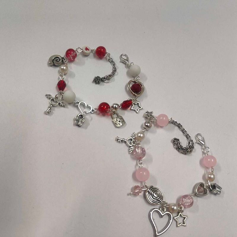 Beaded y2k Charm Bracelets - Set of 2