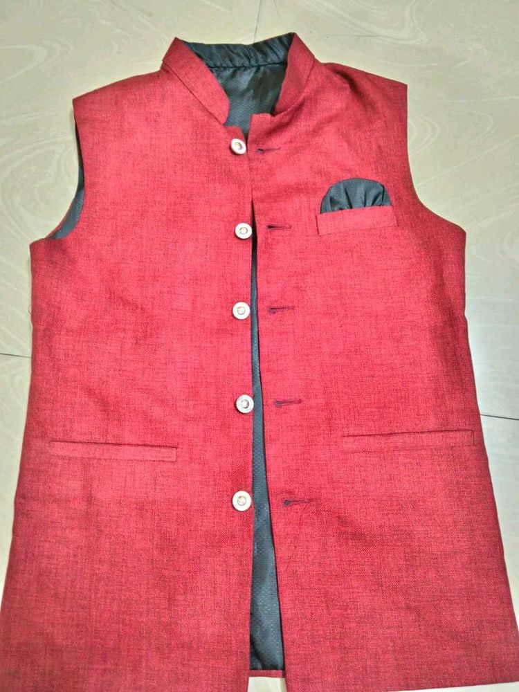 Stylish Men&#39;s Nehru Maroon Red Modi Jacket