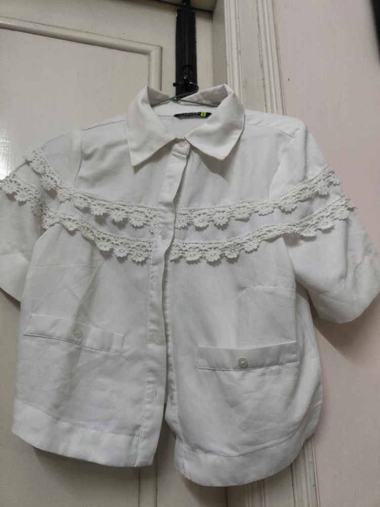White Lace Trim Top
