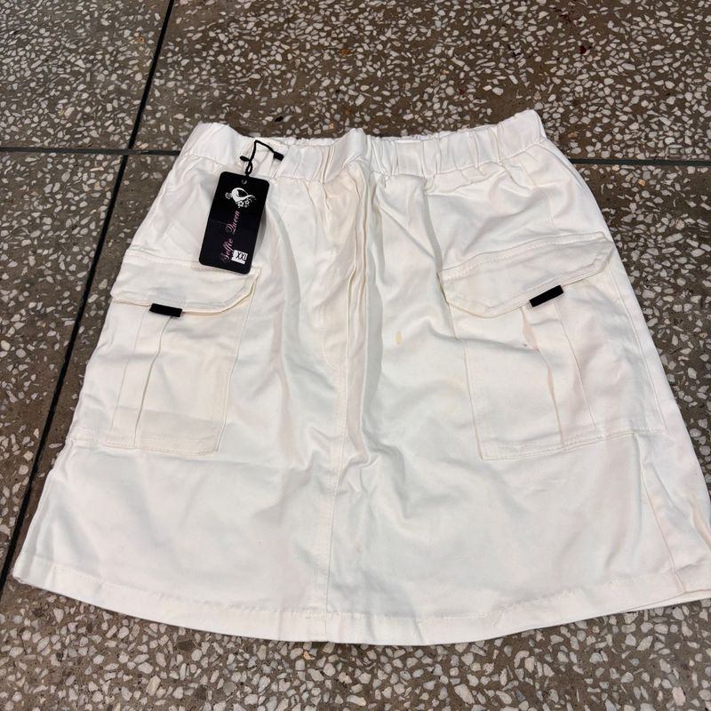 White Cargo Skirt