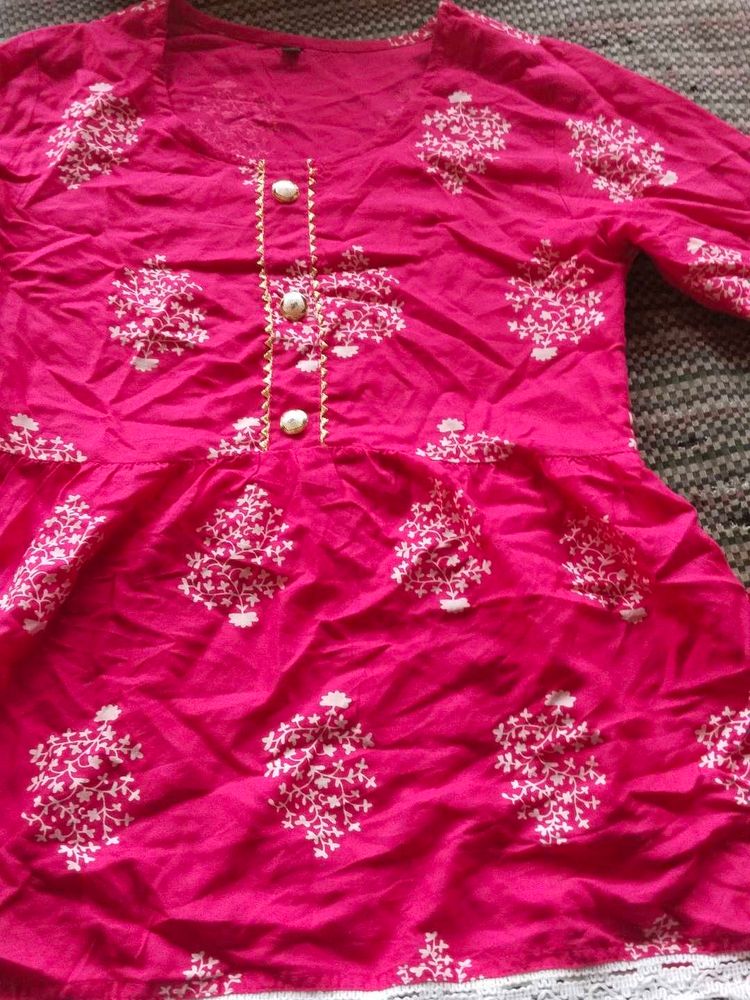 Pink Floral Print Peplum Top