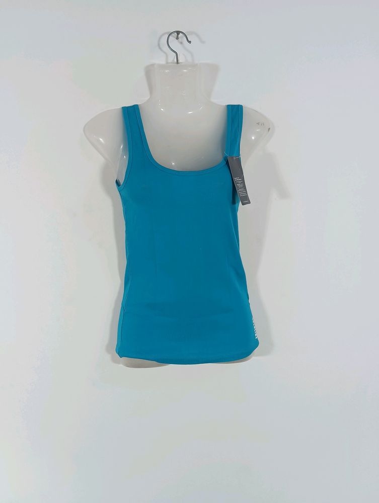 Blue Plain Casual Tank Top (Women)