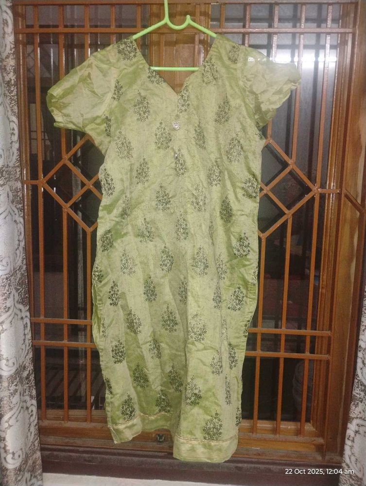 Green Printed Kurta