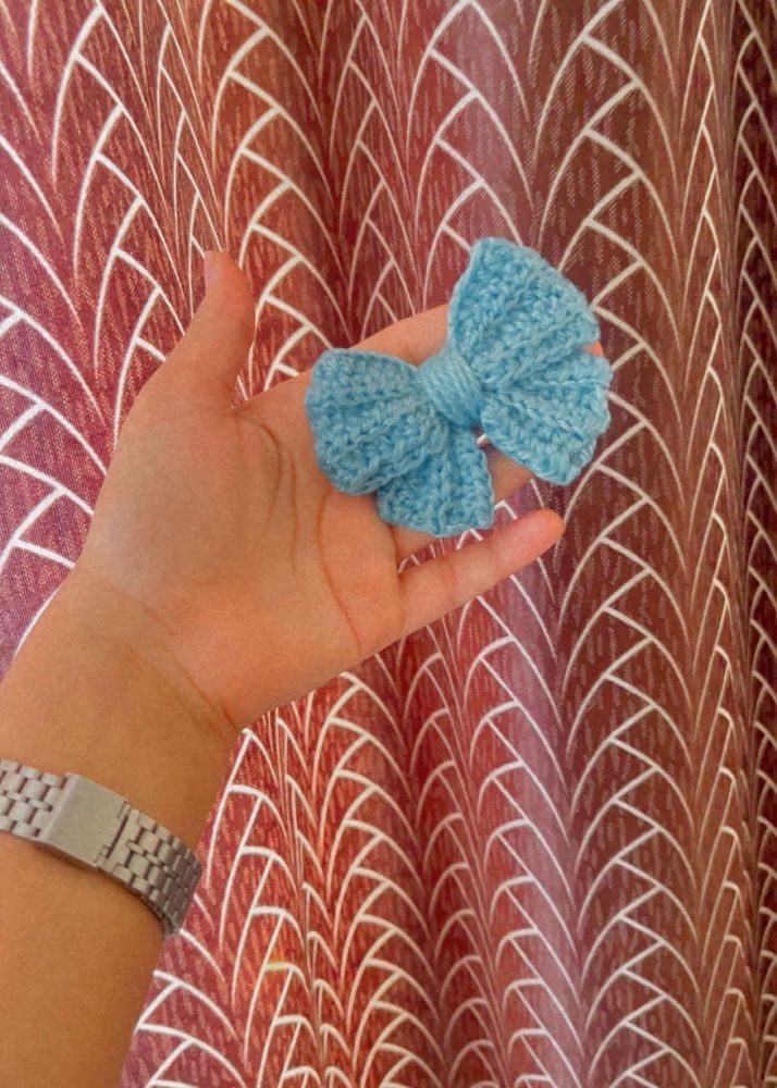 Cute Blue Knitted Bow Hair C