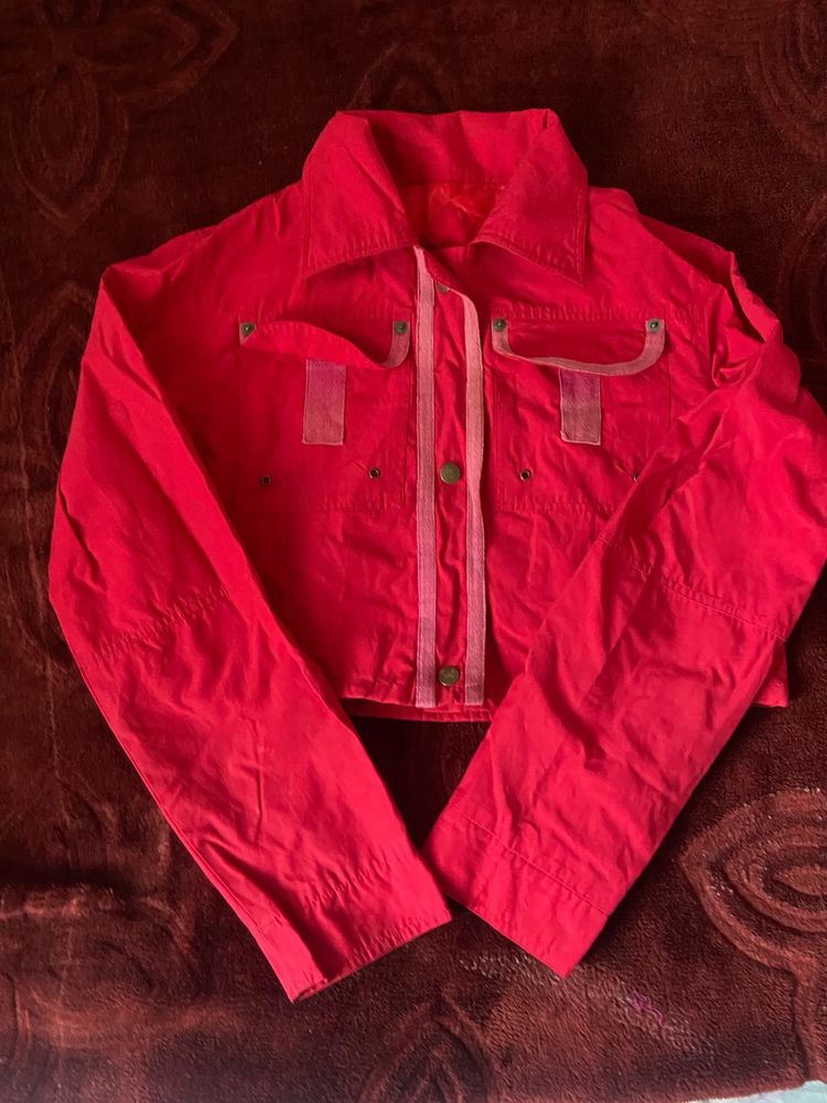 Red crop jacket