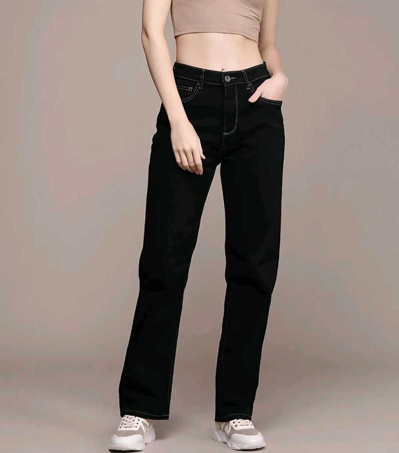 Roadster Black Straight Fit Jeans