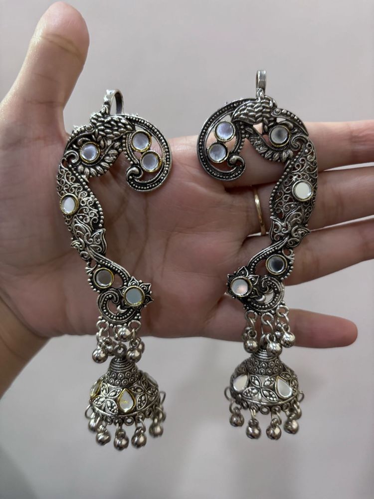Oxidized Ear cuff Jhumka Earrings