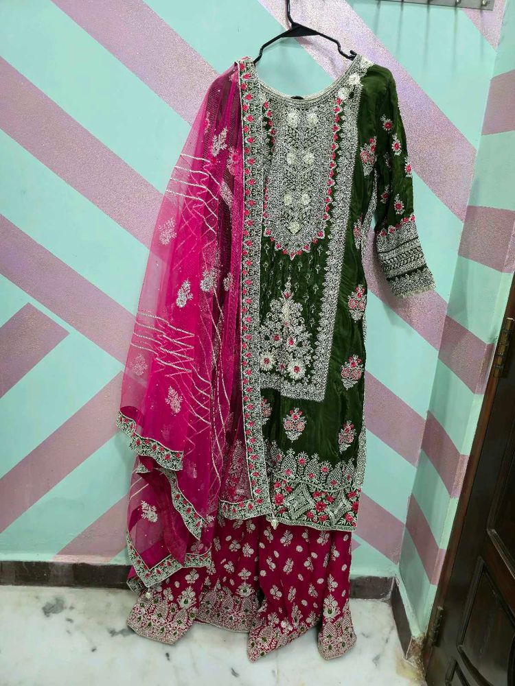 bridal heavy Sharara suit set