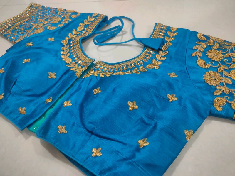 Turquoise Embroidered Blouse