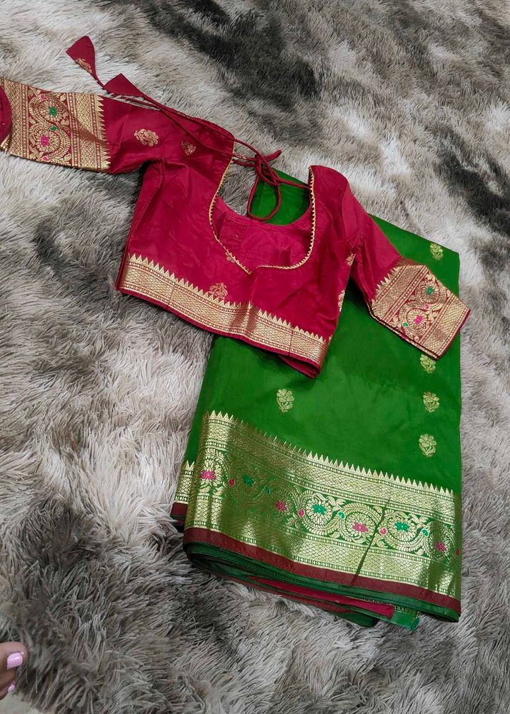 green banarasi saree