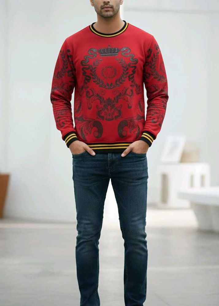 Stylish Red Printed Sweater