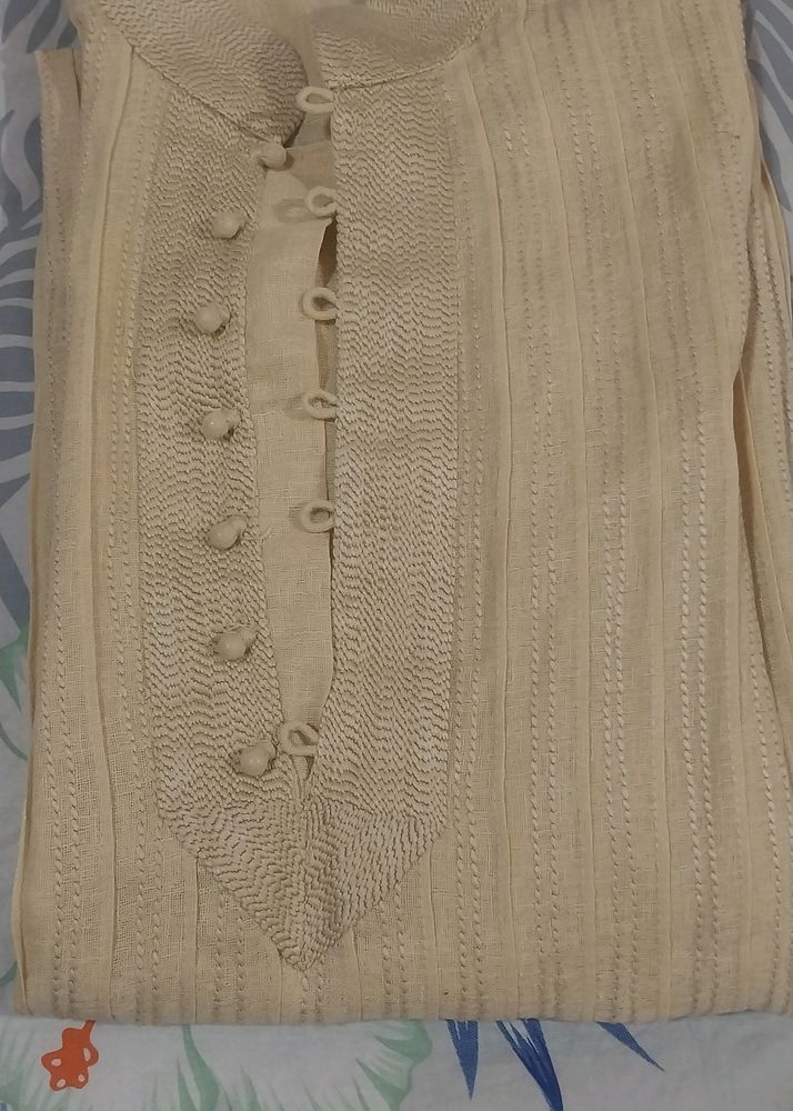 Cream Colour Men&#39;s Collared Kurta