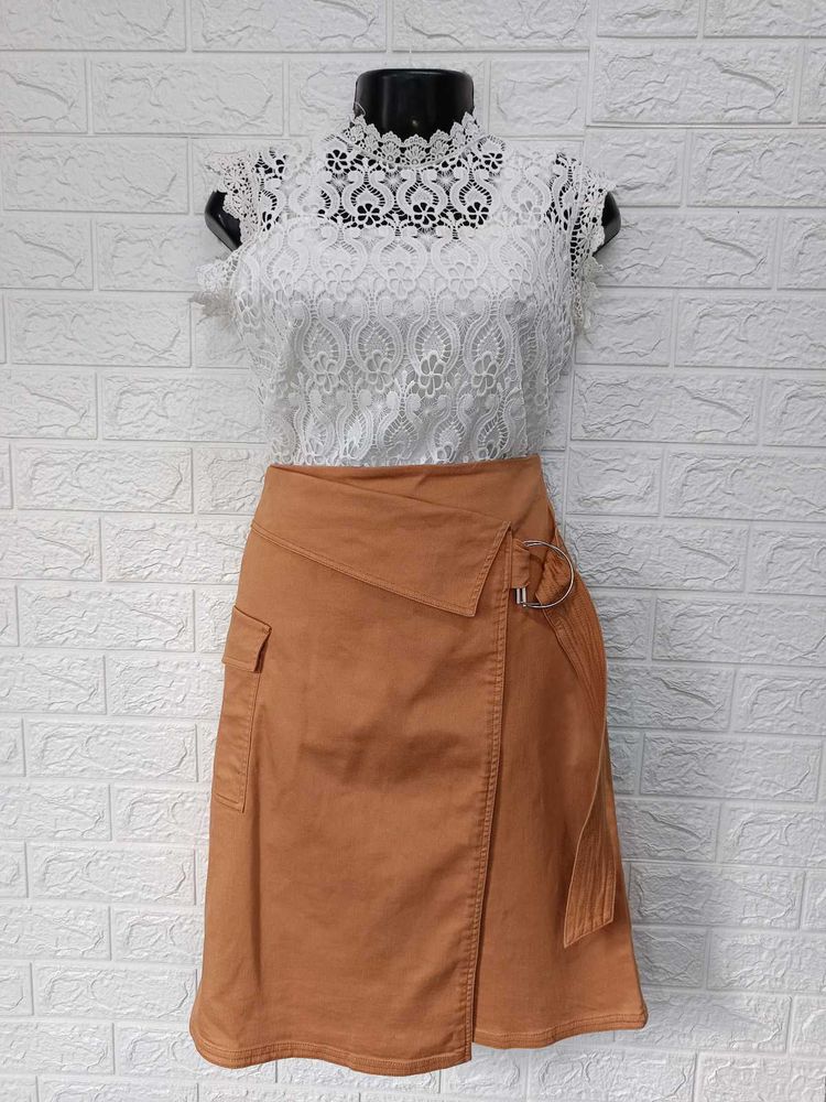 Imported High Waist Brown Skirt