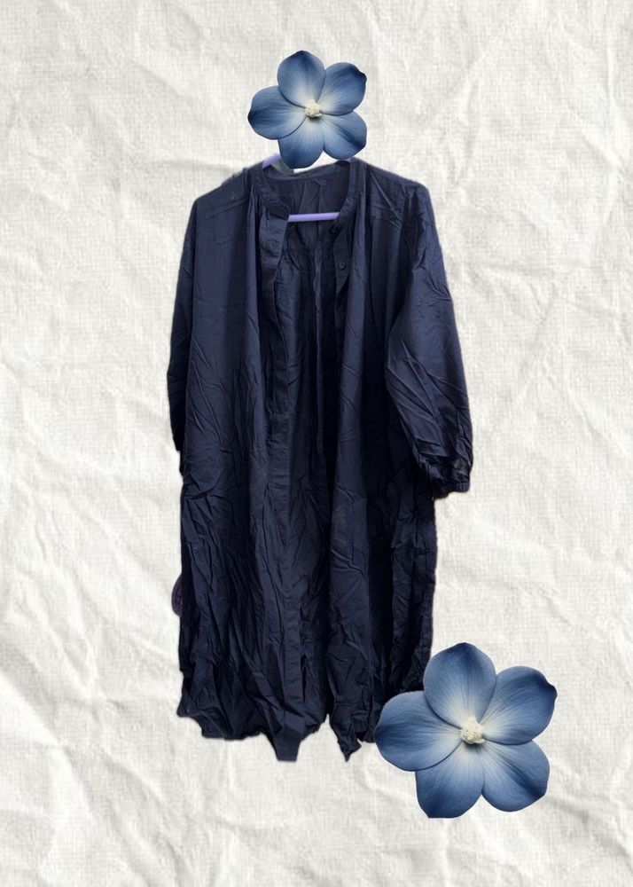 Elegant Navy Blue Shirt Dress