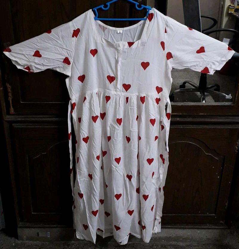 Heart Print Casual Dress