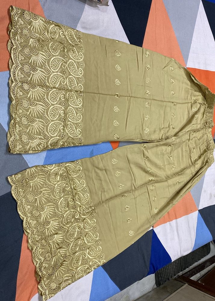 Skin Colour Plazo Proper Thread Work