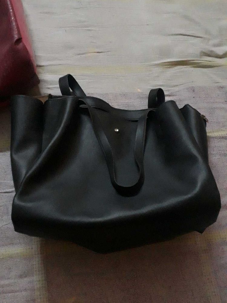 Black Faux Leather  Bag