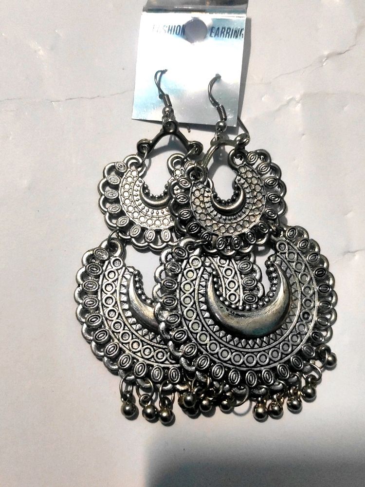 Oxidised Ear Long Jhumkas