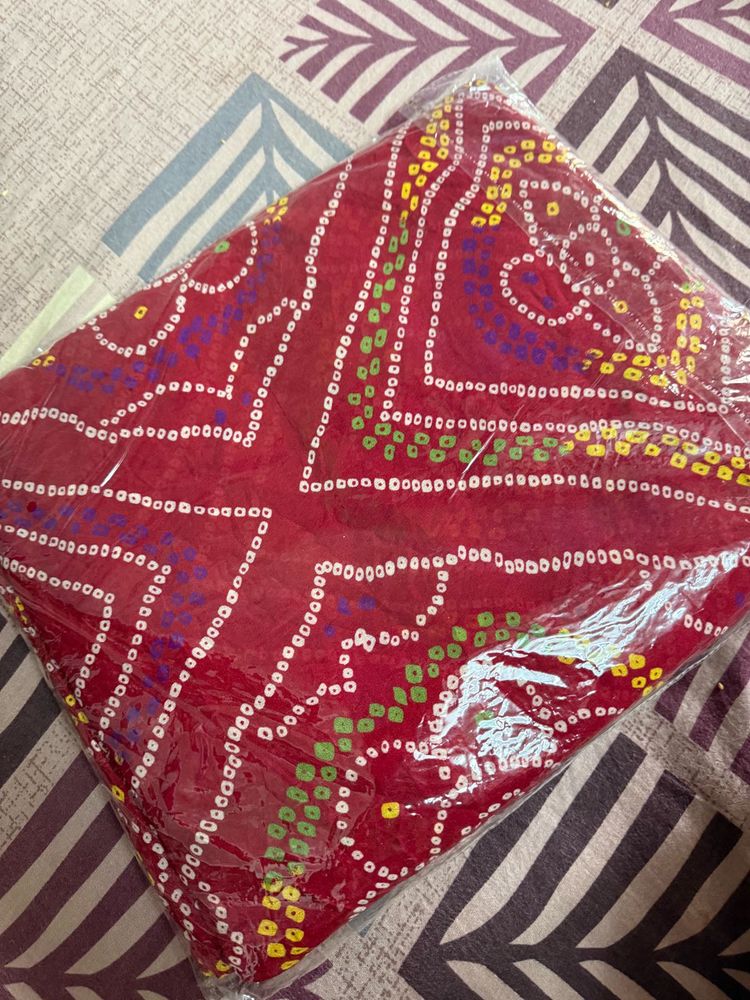 Red Bandhani Print Saree