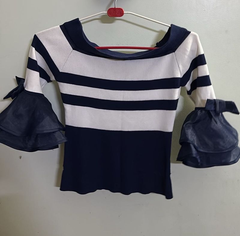 Striped Bell Sleeve Top