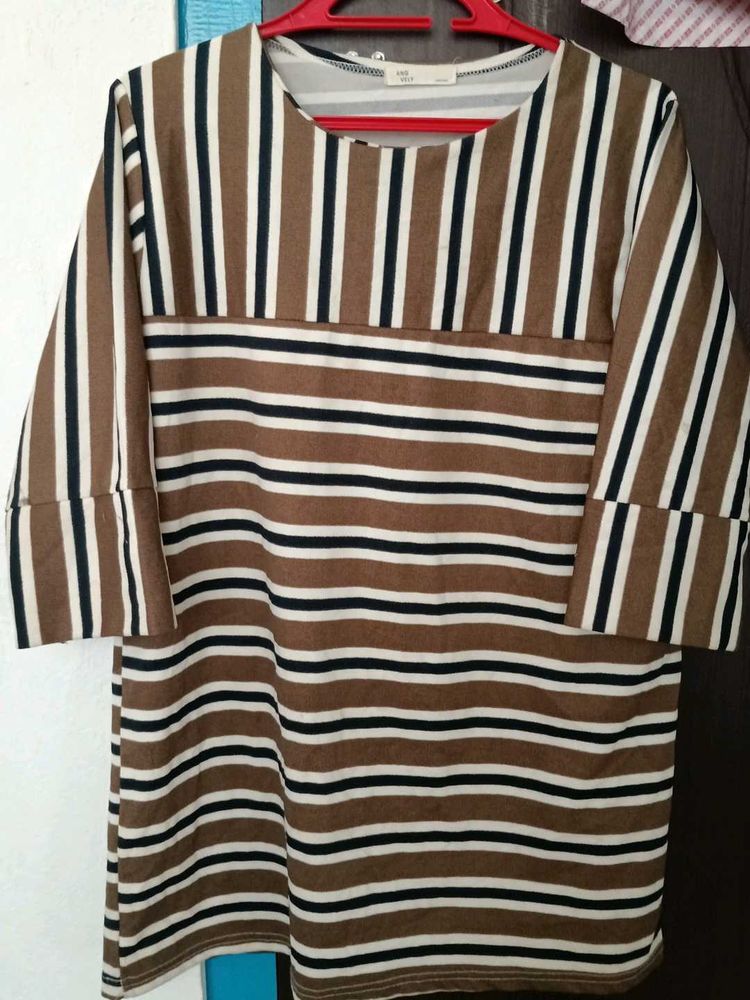 Striped Brown Tunic Dress