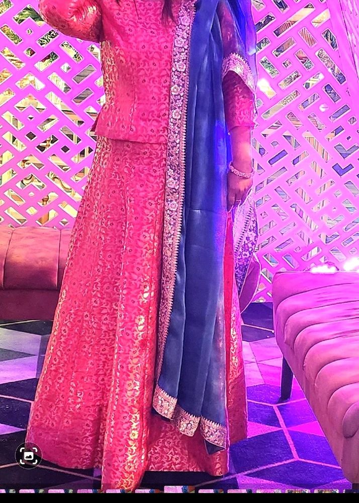 Brocade Fabric Lehgha Choli With Dupatta