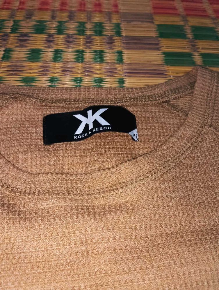 Casual Brown Knit T-Shirt