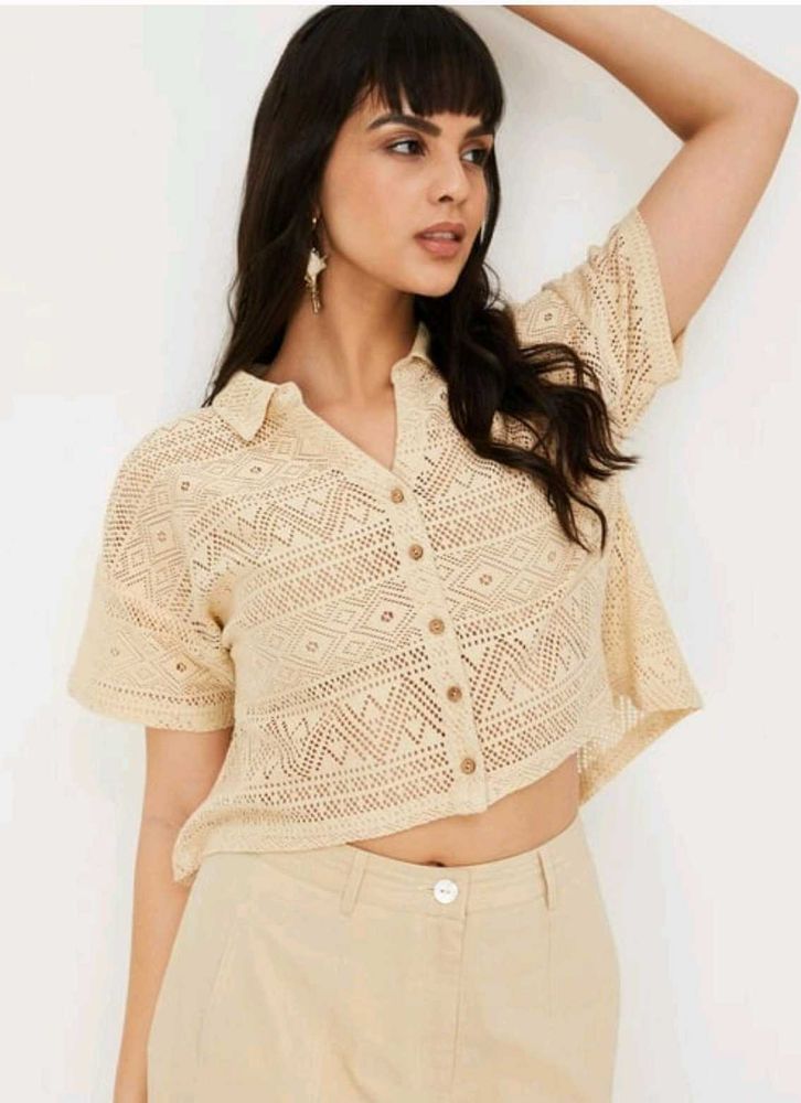 MAX Crochet high low hem shirt brand new