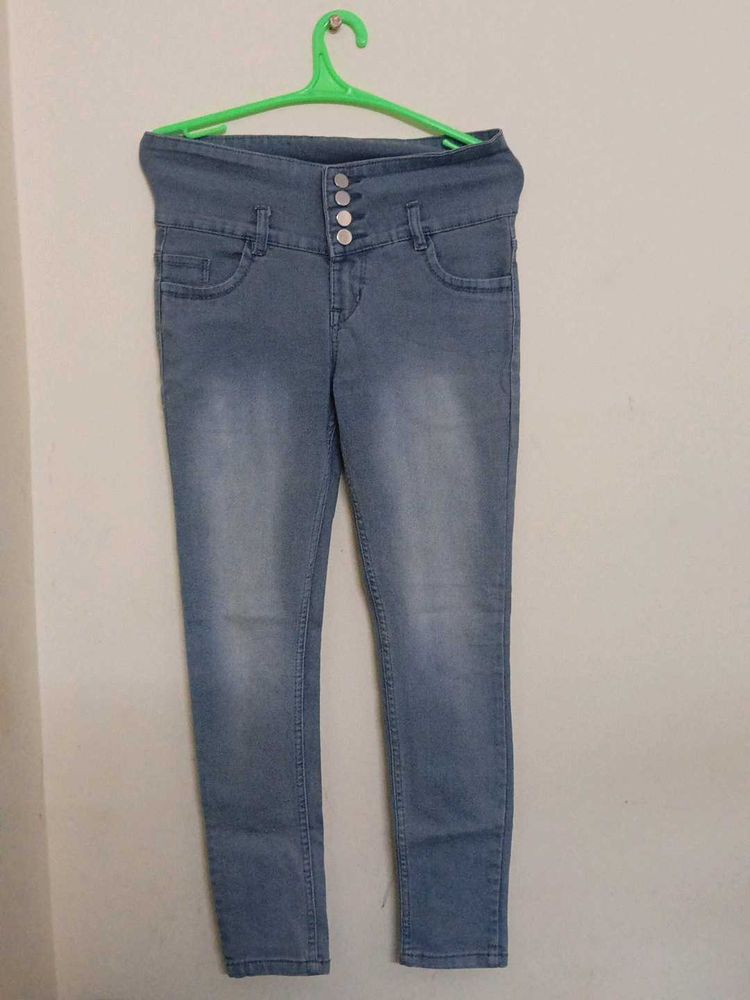 High-Waisted Denim Jeans