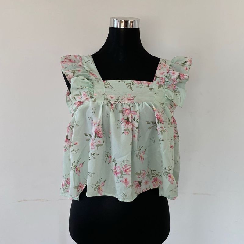 Cute Ruffle Floral Summer Top