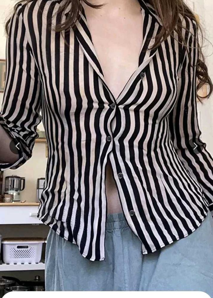 Striped Button-Down Top