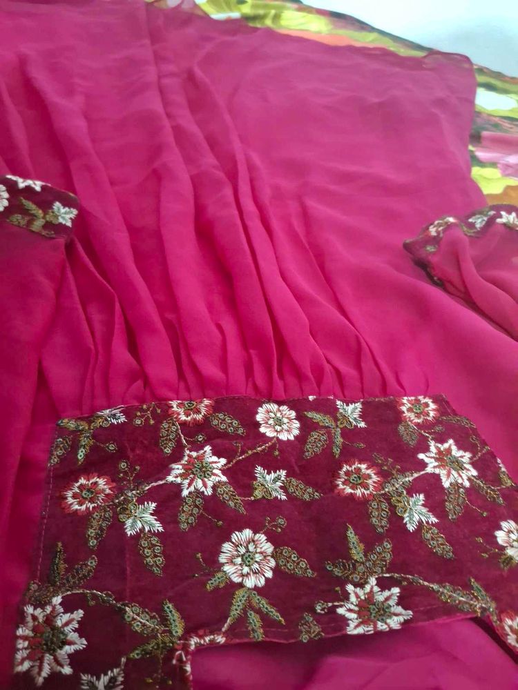 Pink Floral Embroidered Dress