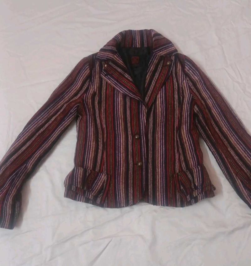 Striped Peplum Jacket
