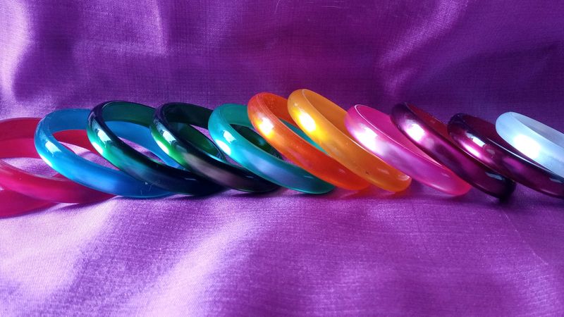 Multi Color Plastic Bangles Set Of 12