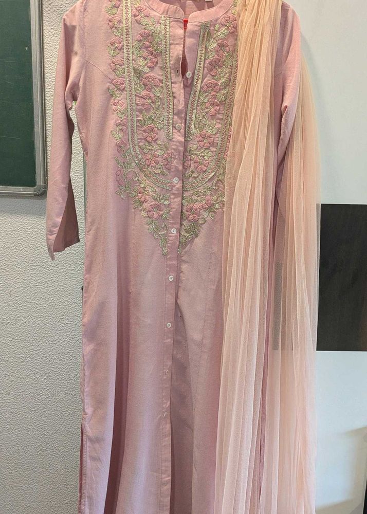 Pink Embroidered Suit Set