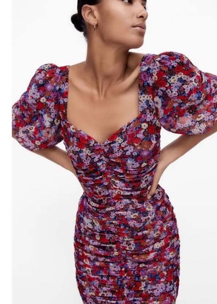ZARA printed Dress With Draping