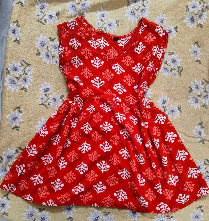 Red Printed short kurti