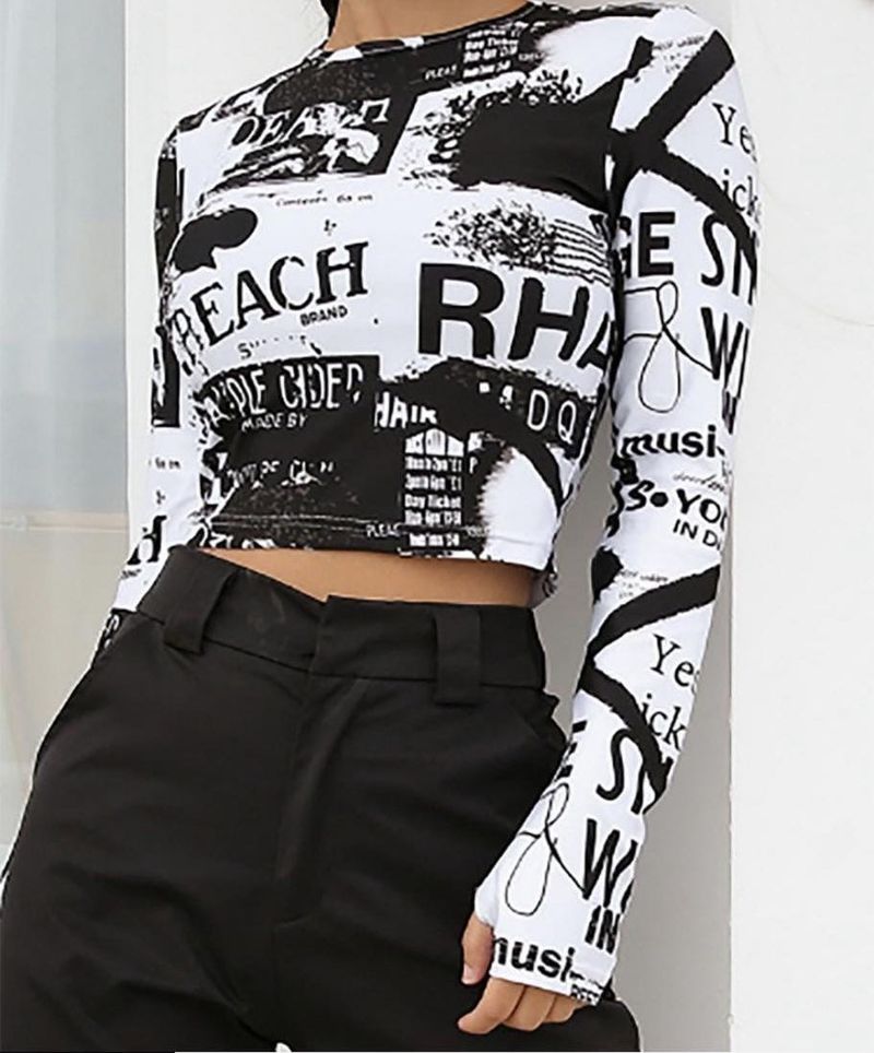 Black and White Typographic Top
