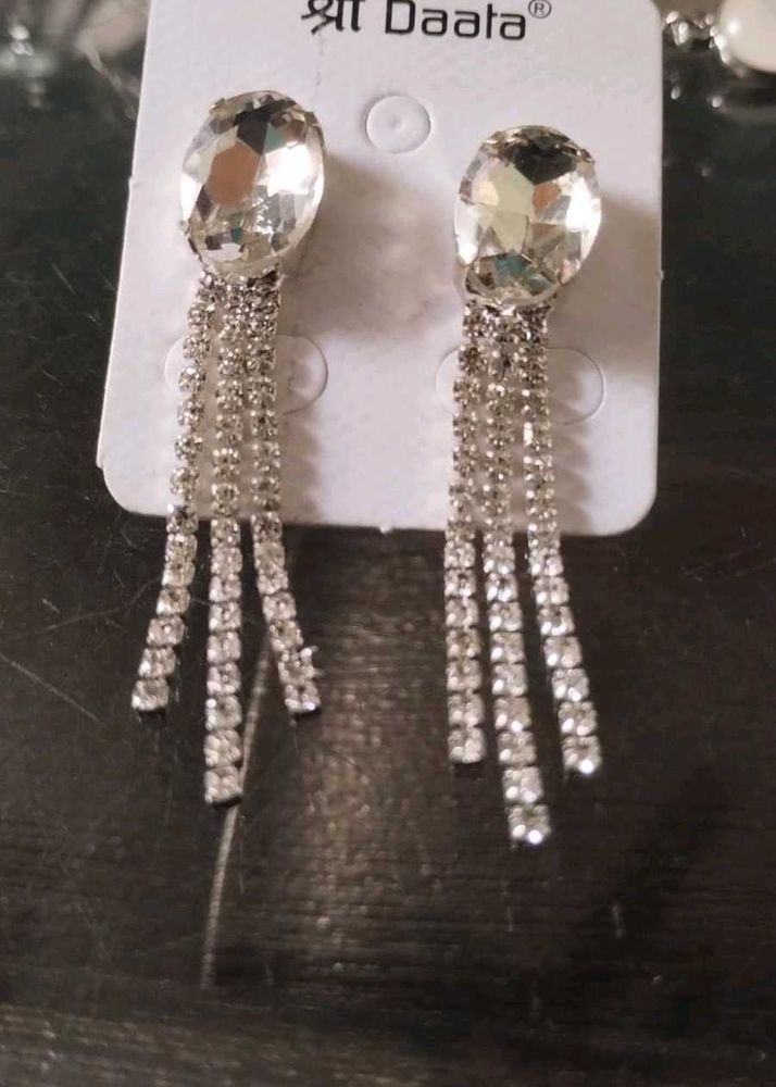 Silver Long String Earings